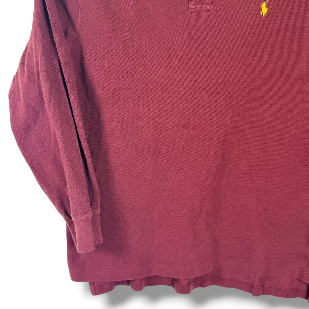 Vintage Polo Ralph Lauren Polo Shirt Men XL Maroon Long Sleeve Classic Pony Golf